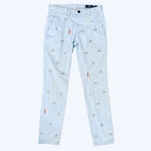Vineyard Vines Breaker Pants 30x32 Light Blue Oysters Lemon Embroidery Preppy
